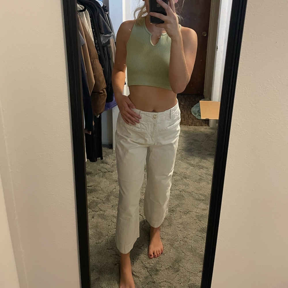 White, wide leg, cargo pants.